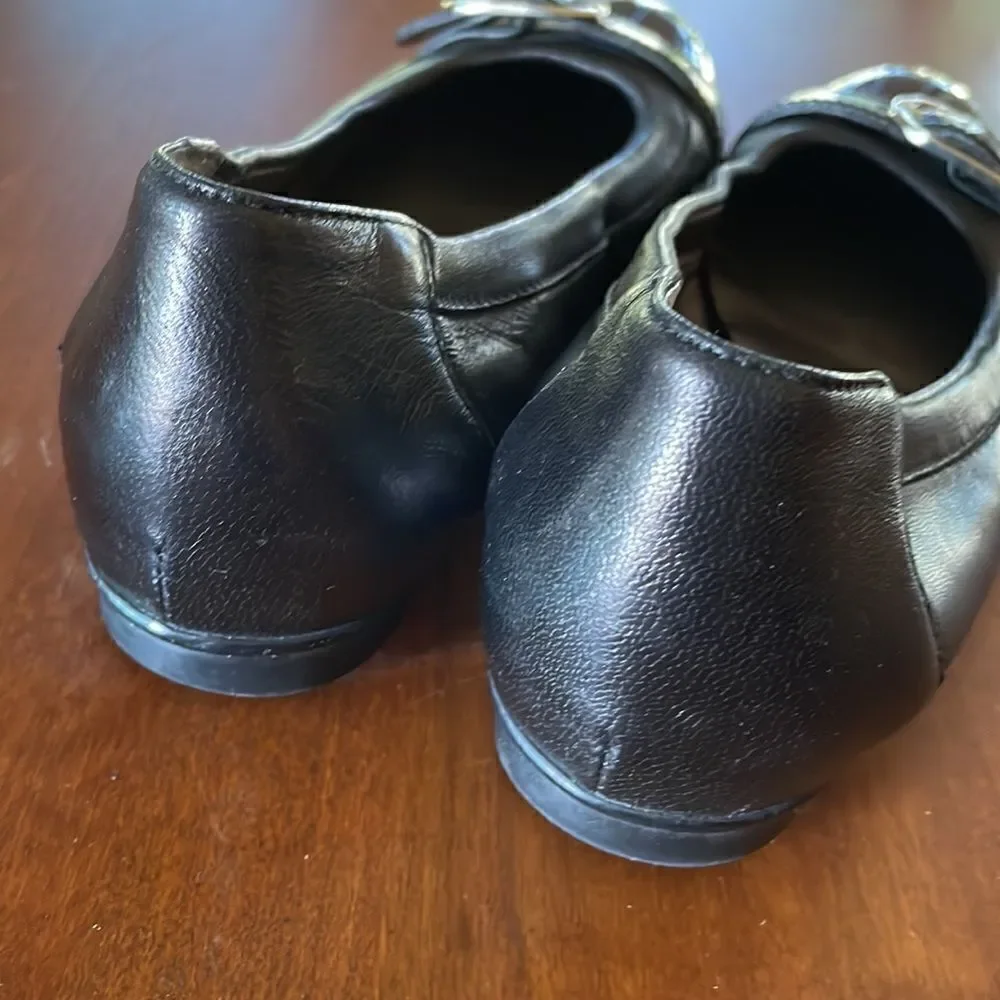 AGL Black Patent, Leather & Bronze Flats - 37